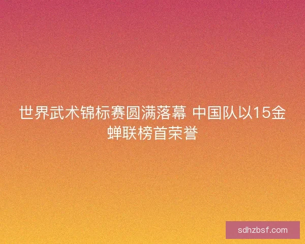 世界武术锦标赛圆满落幕 中国队以15金蝉联榜首荣誉