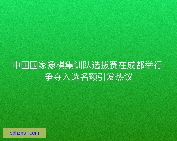 中国国家象棋集训队选拔赛在成都举行 争夺入选名额引发热议