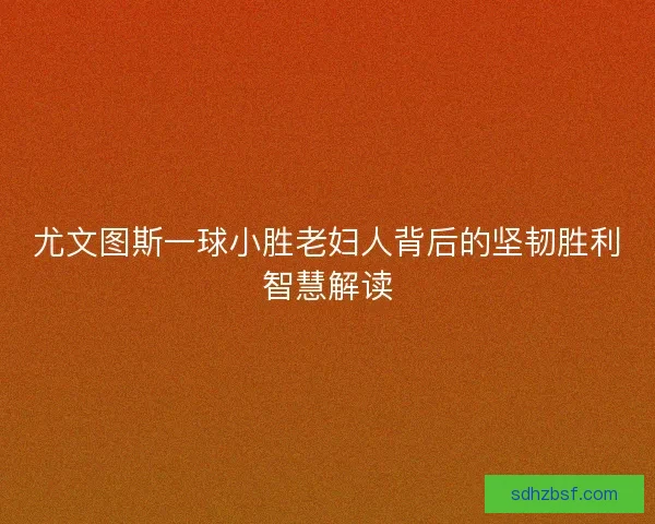 尤文图斯一球小胜老妇人背后的坚韧胜利智慧解读 尤文图斯一球小胜老妇人背后的坚韧胜利智慧解读